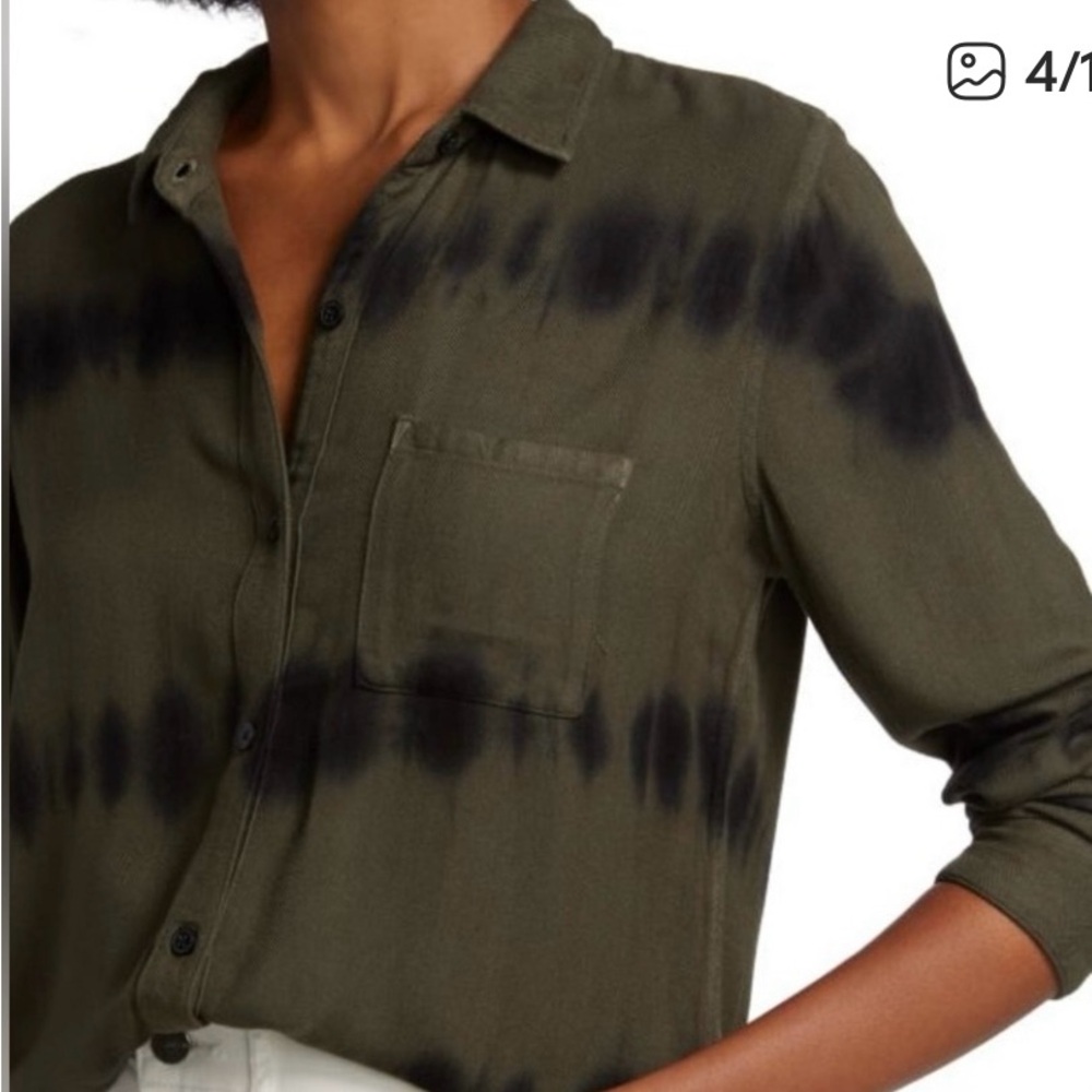 Rails Hunter Olive and Black Women's Tie Dye Button-Up Top Size Large
